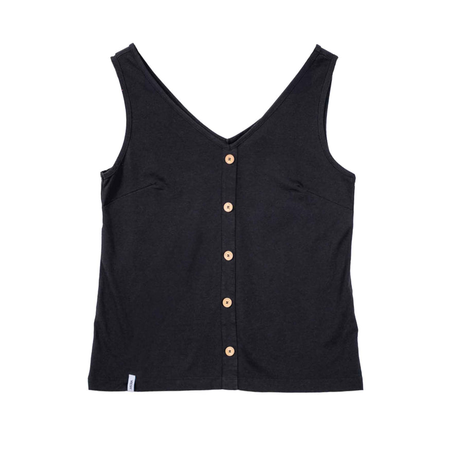 Veline - Button Top aus Tencel-Mix, Schwarz