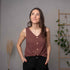 Veline - Button Top aus Tencel-Mix, Rotbraun