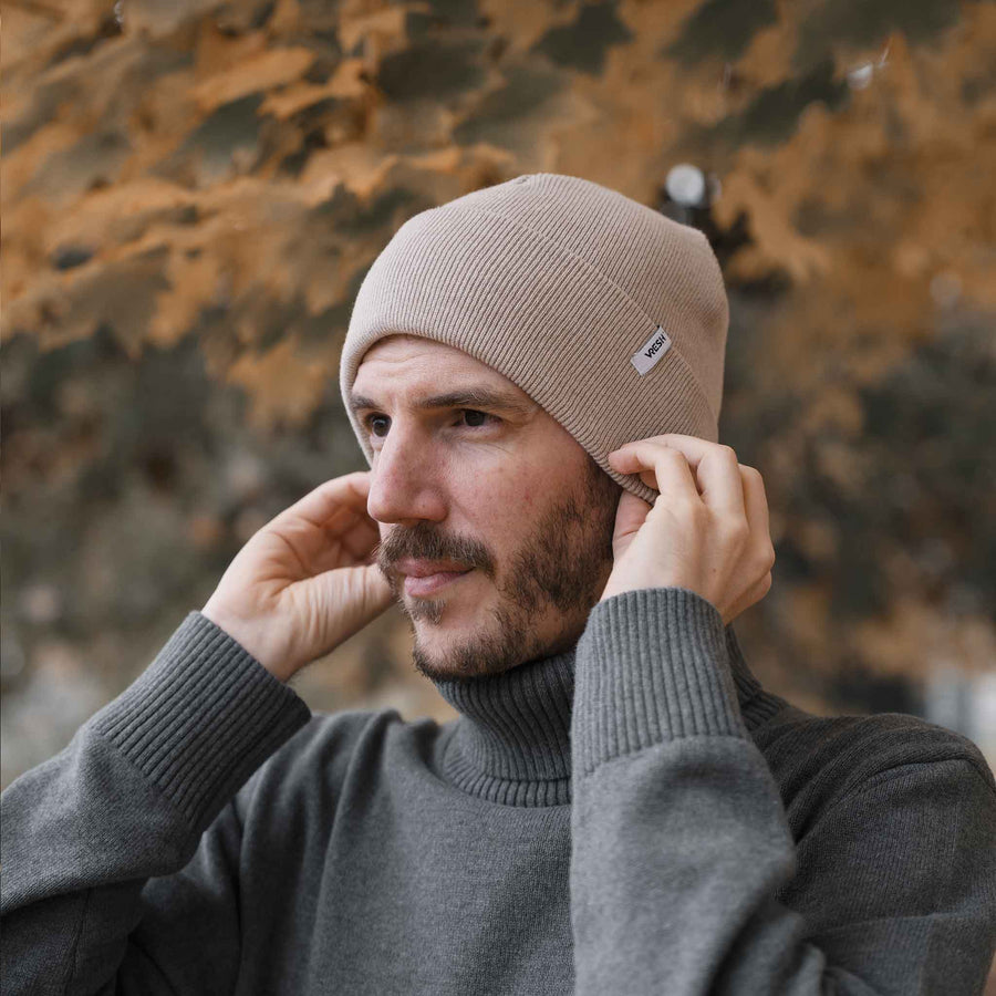 Veo - Classy Beanie aus Biobaumwolle, Beige