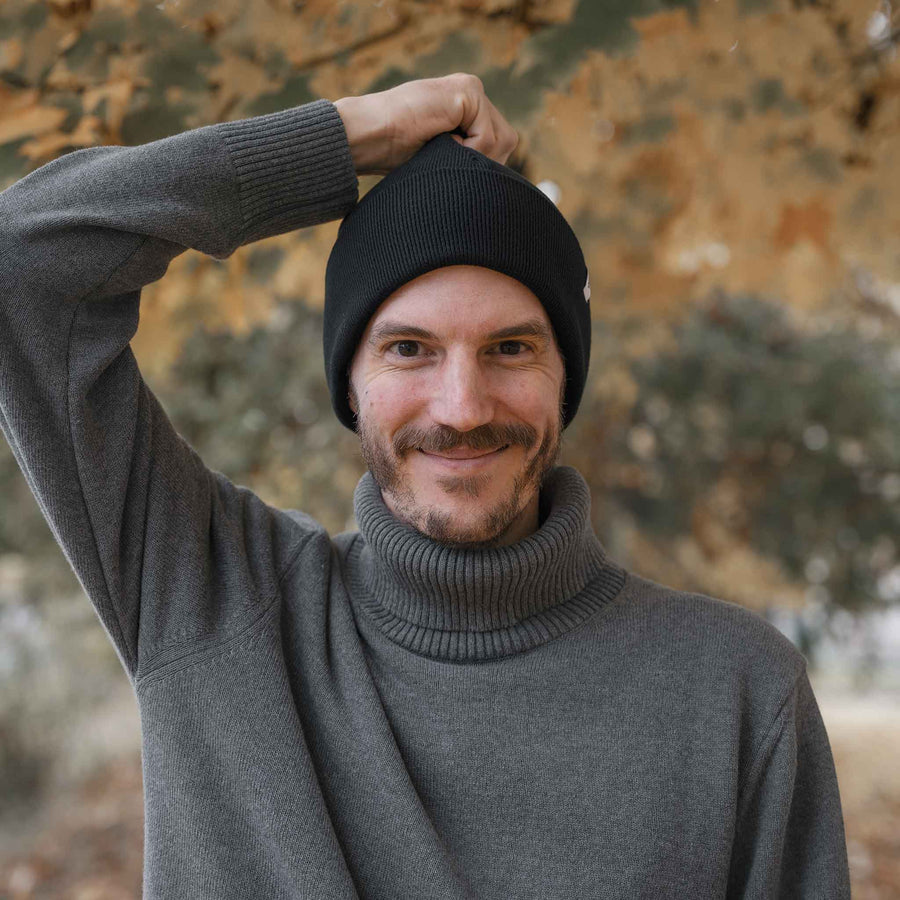 Veo - Classy Beanie aus Biobaumwolle, Schwarz