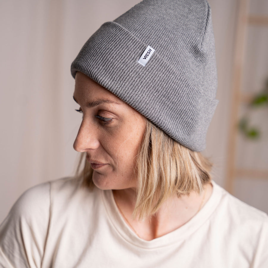 Veo - Classy Beanie aus Biobaumwolle, Grau