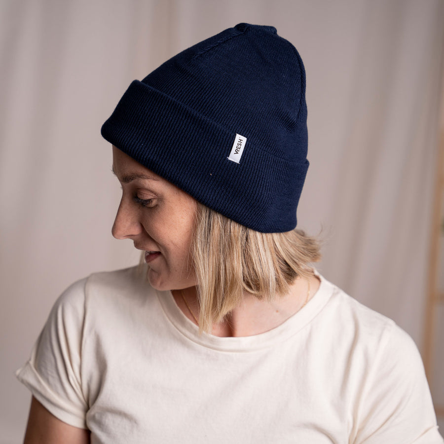 Veo - Classy Beanie aus Biobaumwolle, Navy