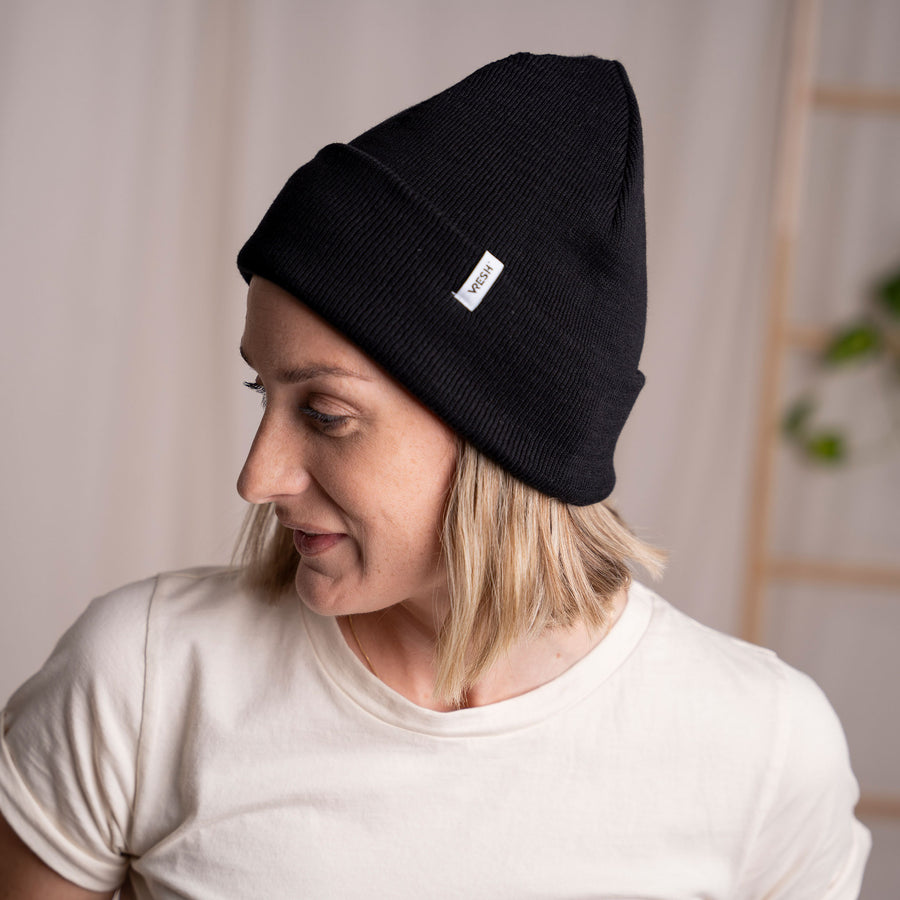 Veo - Classy Beanie aus Biobaumwolle, Schwarz