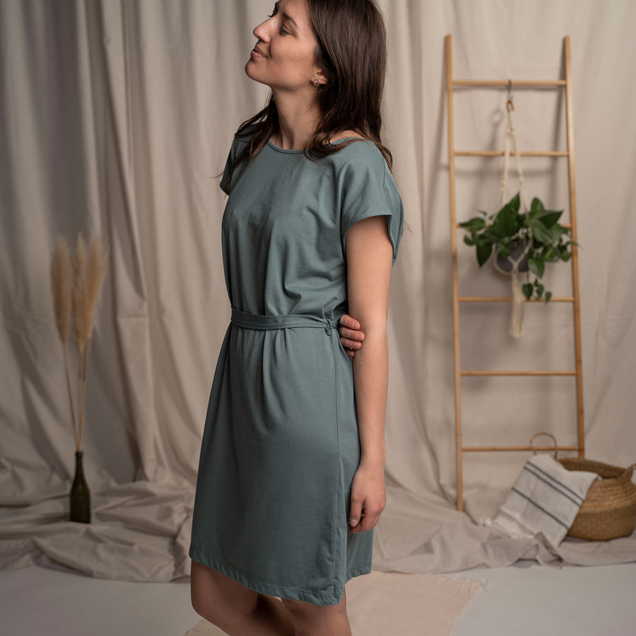 Vernanda - Jersey Kleid aus Biobaumwoll-Mix, Türkisgrün