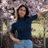 Vieni - Neck-T-Shirt aus Bambusviskose, Blueberry