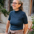 Vieni - Neck-T-Shirt aus Bambusviskose, Blueberry