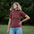 Vieni - Neck-T-Shirt aus Bambusviskose, Weinrot