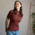 Vieni - Neck-T-Shirt aus Bambusviskose, Weinrot