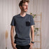 Vilip - Classic Fit T-Shirt mit Brusttasche aus Biobaumwolle, Grau/Schwarz