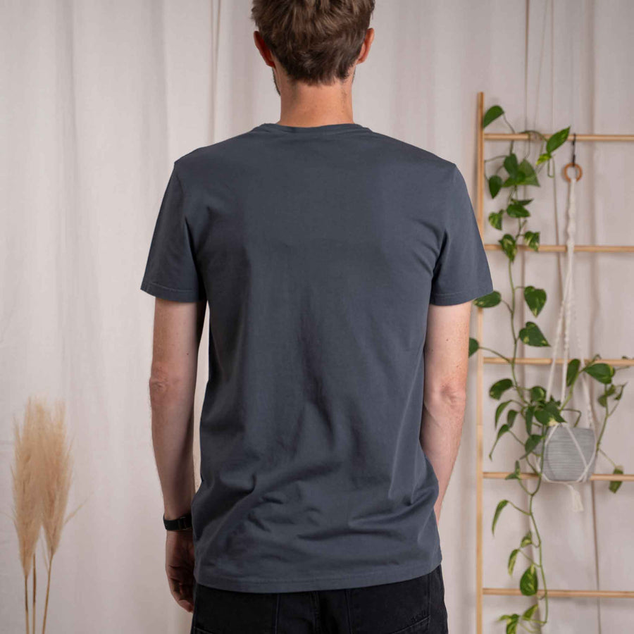 Vilip - Classic Fit T-Shirt mit Brusttasche aus Biobaumwolle, Grau/Schwarz