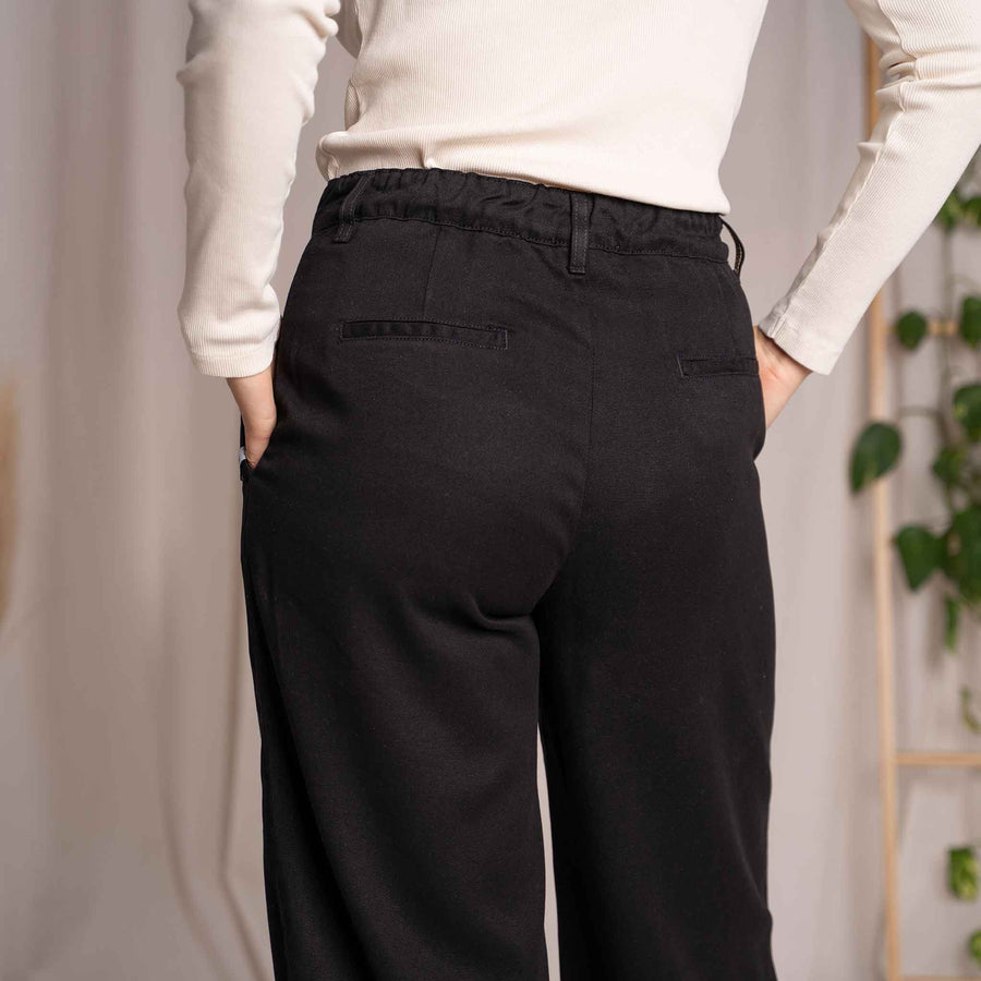Vilissa - Wide-Leg Hose aus Tencel, Schwarz