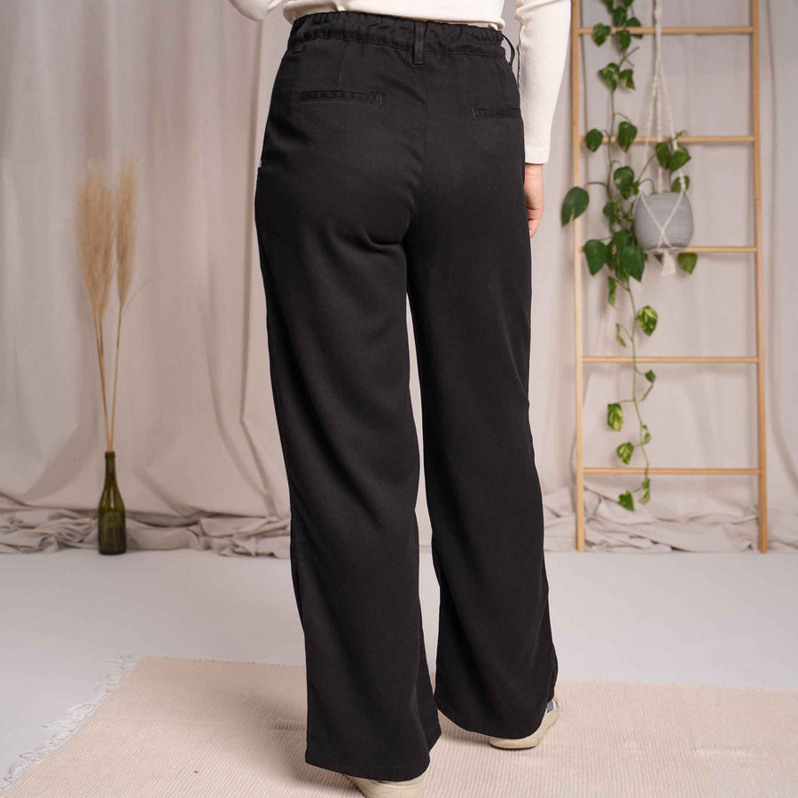Vilissa - Wide-Leg Hose aus Tencel, Schwarz