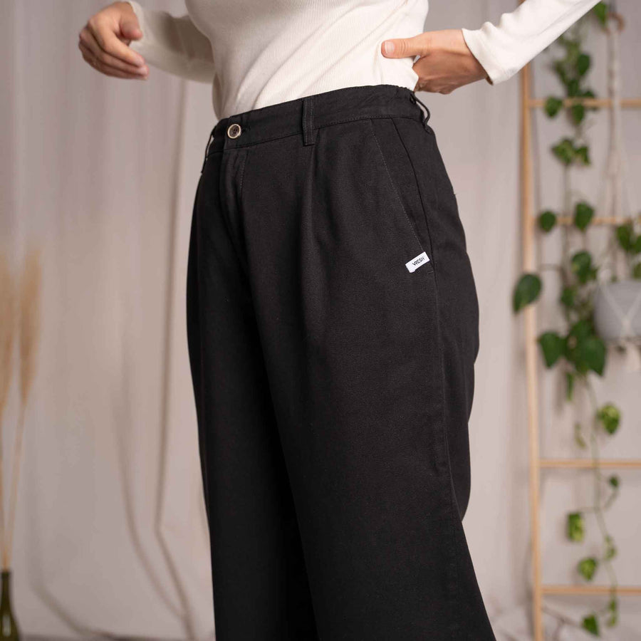 Vilissa - Wide-Leg Hose aus Tencel, Schwarz
