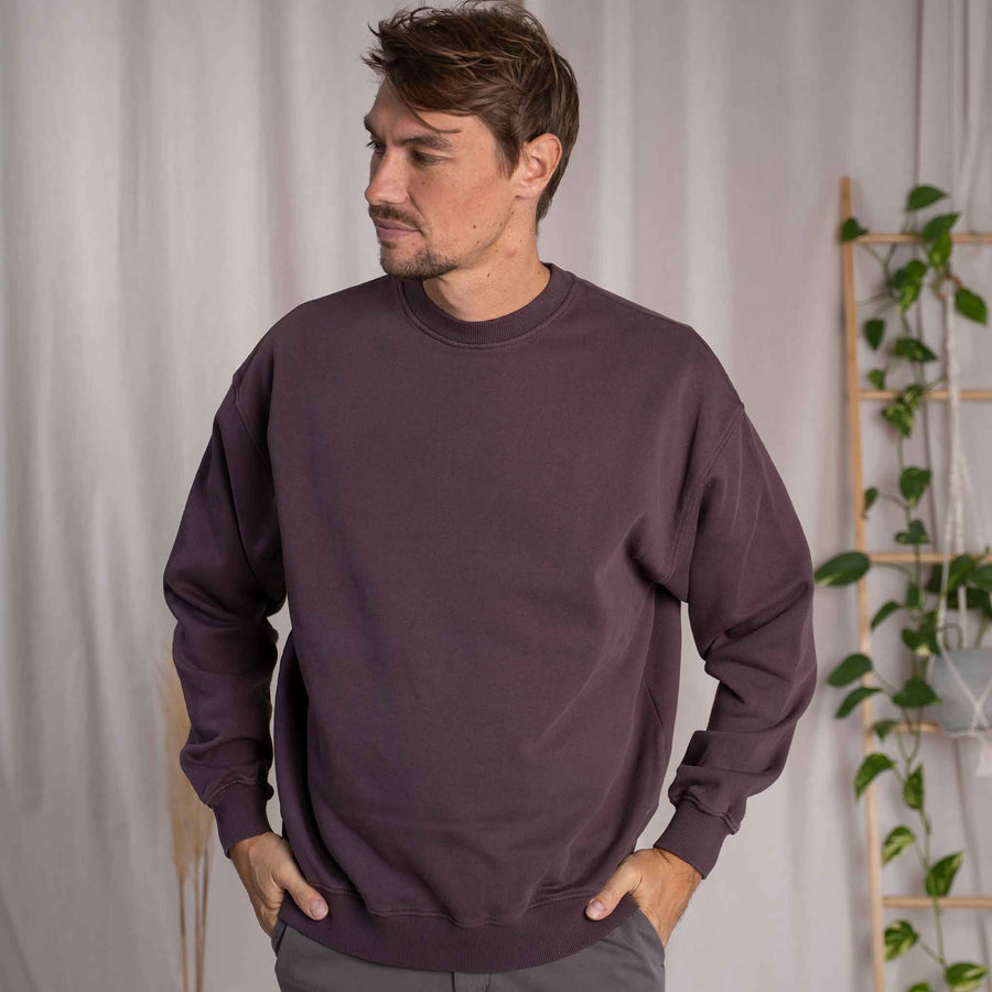Viliz - Oversized, unisex Sweater aus Biobaumwolle, Pflaume