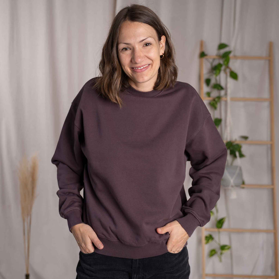 Viliz - Oversized, unisex Sweater aus Biobaumwolle, Pflaume