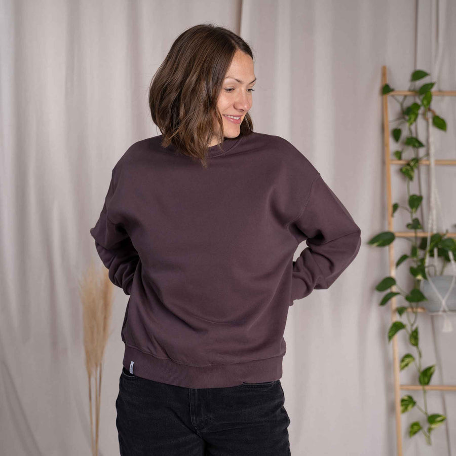 Viliz - Oversized, unisex Sweater aus Biobaumwolle, Pflaume