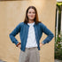 Vilma - Kurze Strickjacke aus Biobaumwolle, Blau