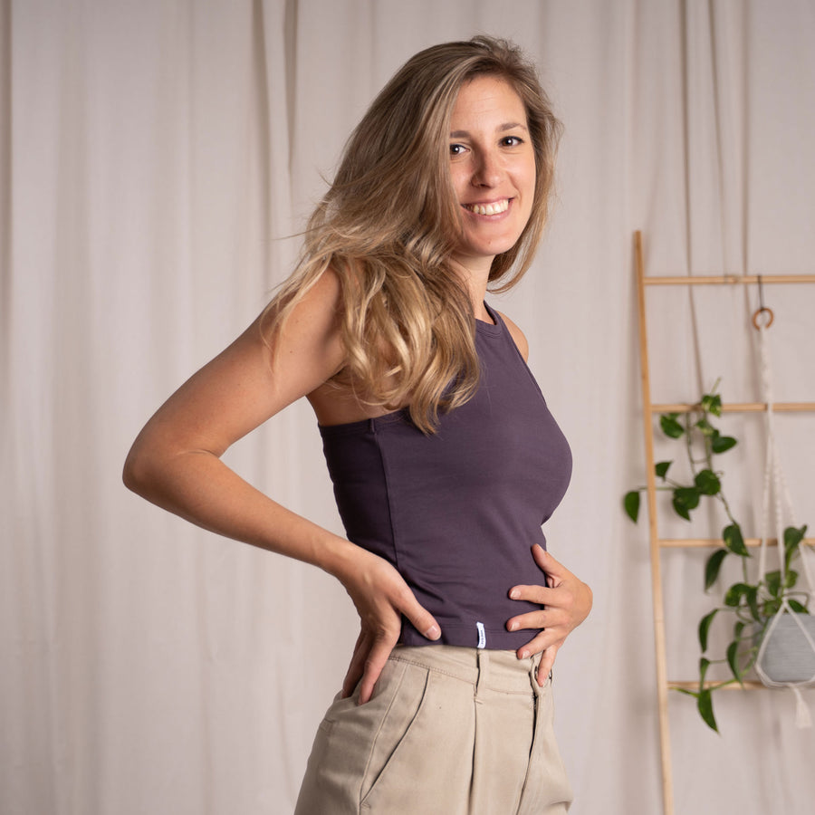 Vinja - Crop Top aus Biobaumwolle, Aubergine