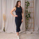 Violetta - Rib Kleid aus Biobaumwolle, Blueberry