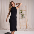Violetta - Rib Kleid aus Biobaumwolle, Schwarz