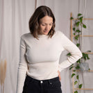 Viyola - Turtle Neck Longsleeve aus Biobaumwolle, Ecru