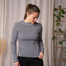 Viyola - Turtle Neck Longsleeve aus Biobaumwolle, Gestreift S/W
