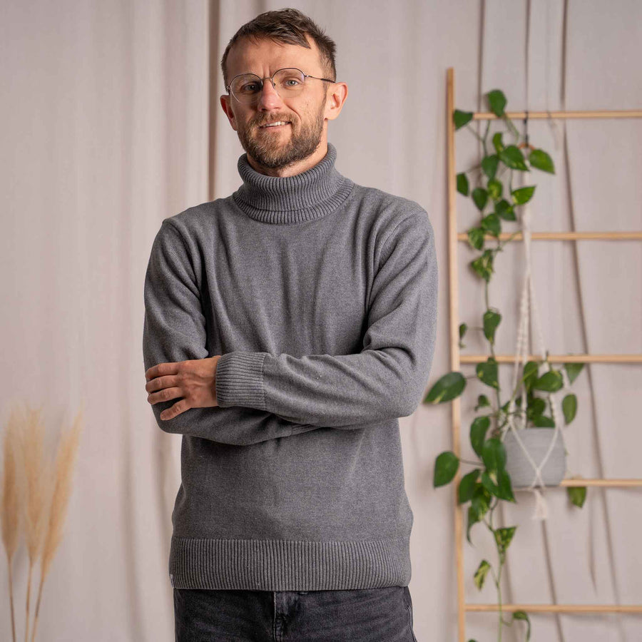 Vlavio - Strickpullover aus Biobaumwolle, Grau