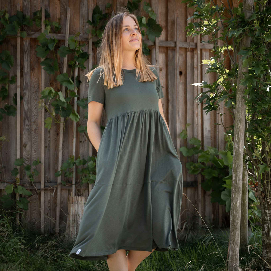 Vleurelle - Midi Kleid aus Bambus, Olive