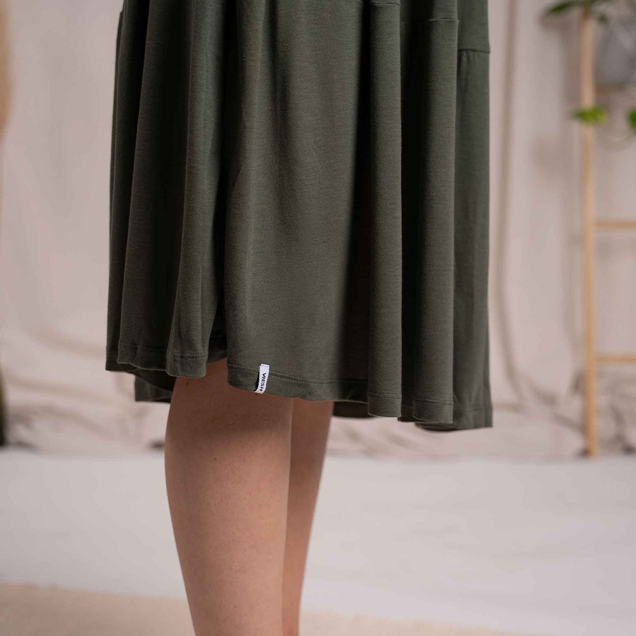 Vleurelle - Midi Kleid aus Bambus, Olive