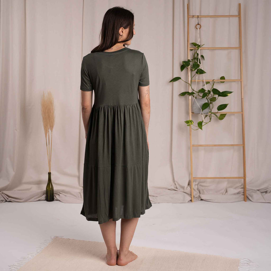 Vleurelle - Midi Kleid aus Bambus, Olive
