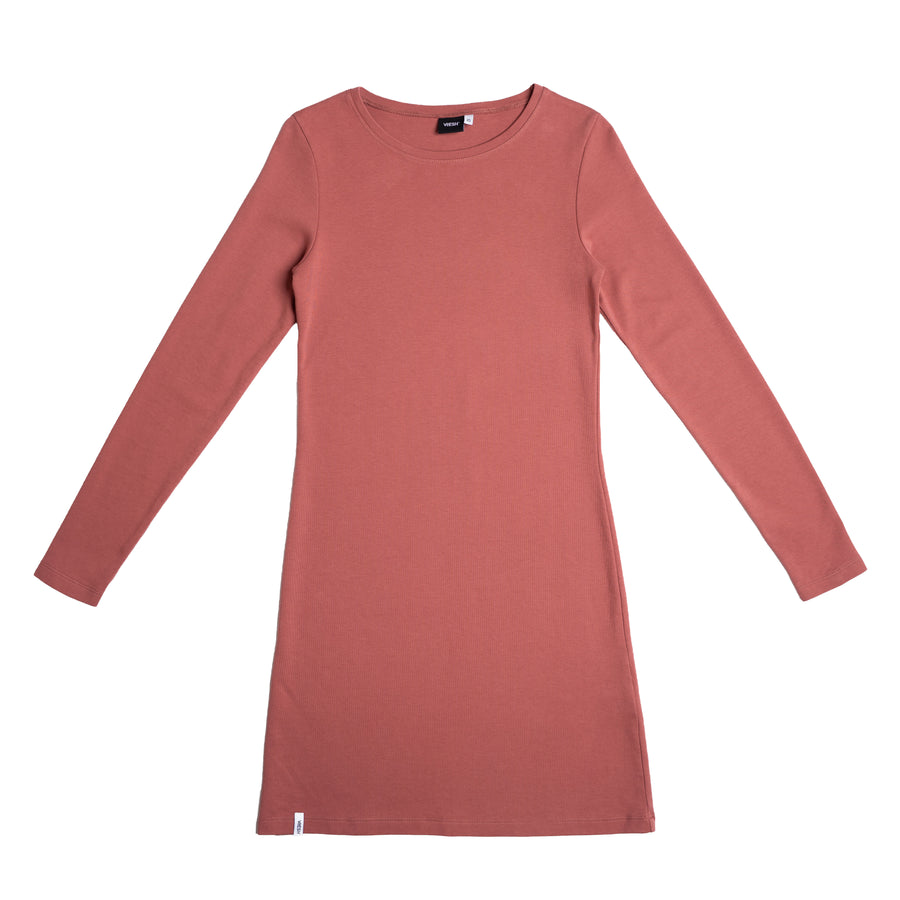 Vlora - Langarmkleid aus Biobaumwolle, Hibiskus