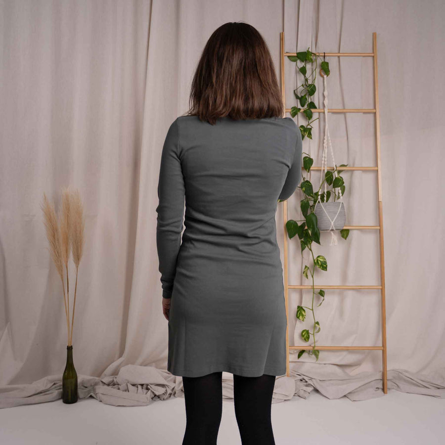 Vlora - Langarmkleid aus Biobaumwolle, Tannengrün
