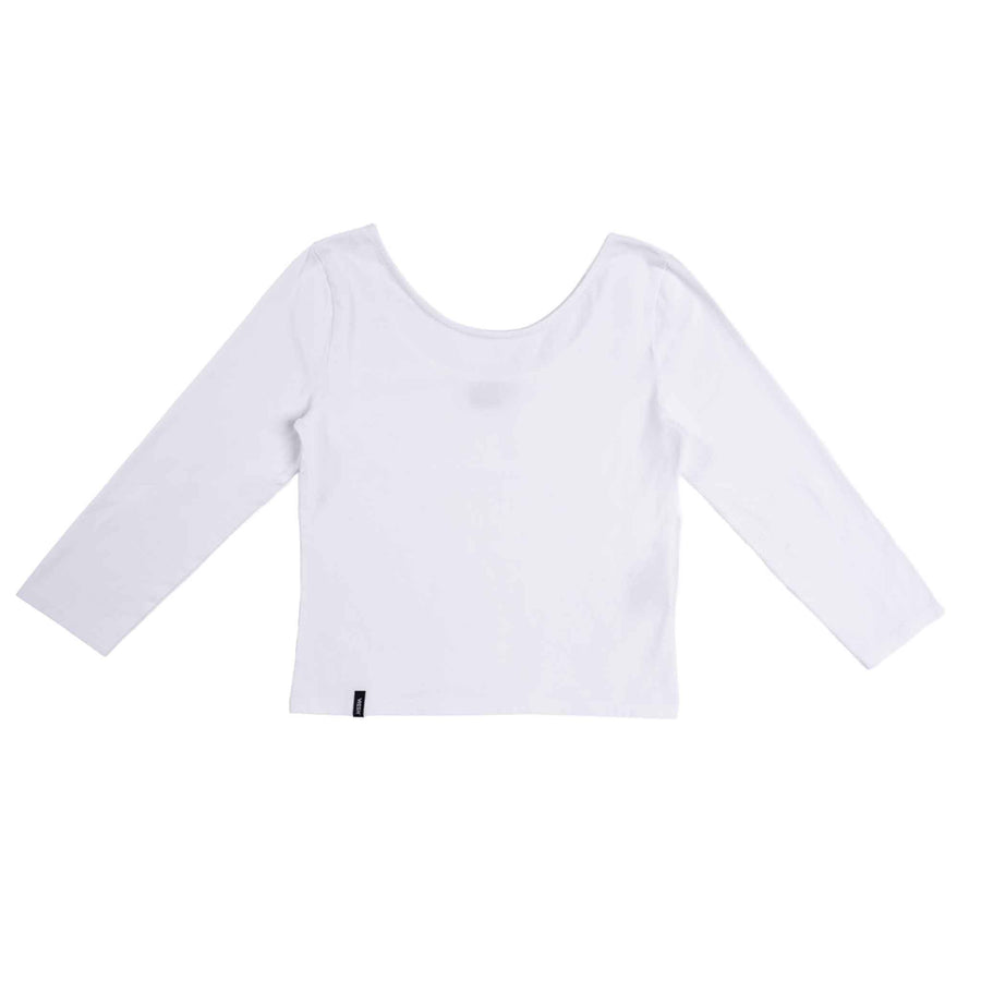 Vloria - 3/4 Crop Top mit Rückenausschnitt aus Biobaumwolle, Weiß