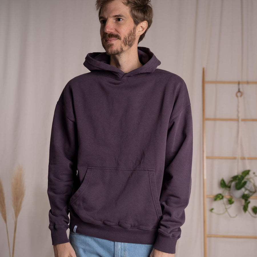 Vorest - Oversized, unisex Hoodie aus Biobaumwolle, Aubergine