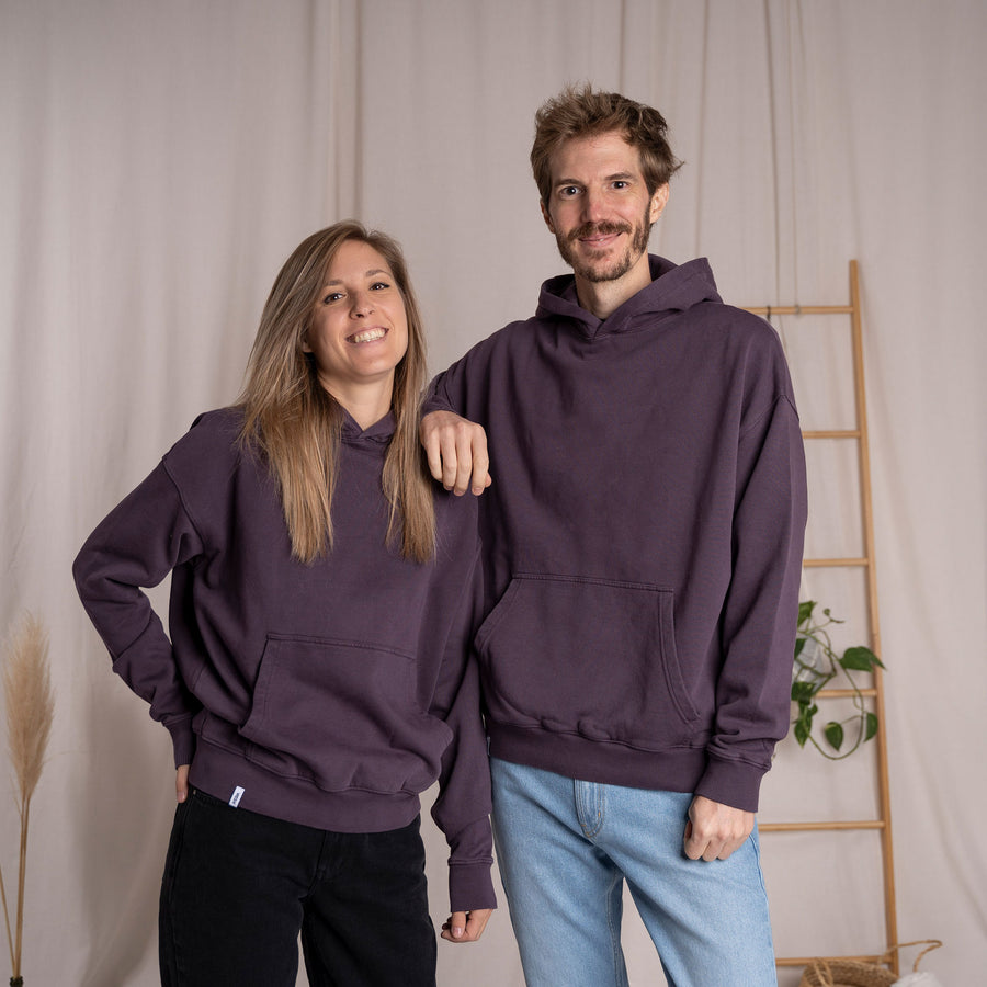 Vorest - Oversized, unisex Hoodie aus Biobaumwolle, Aubergine