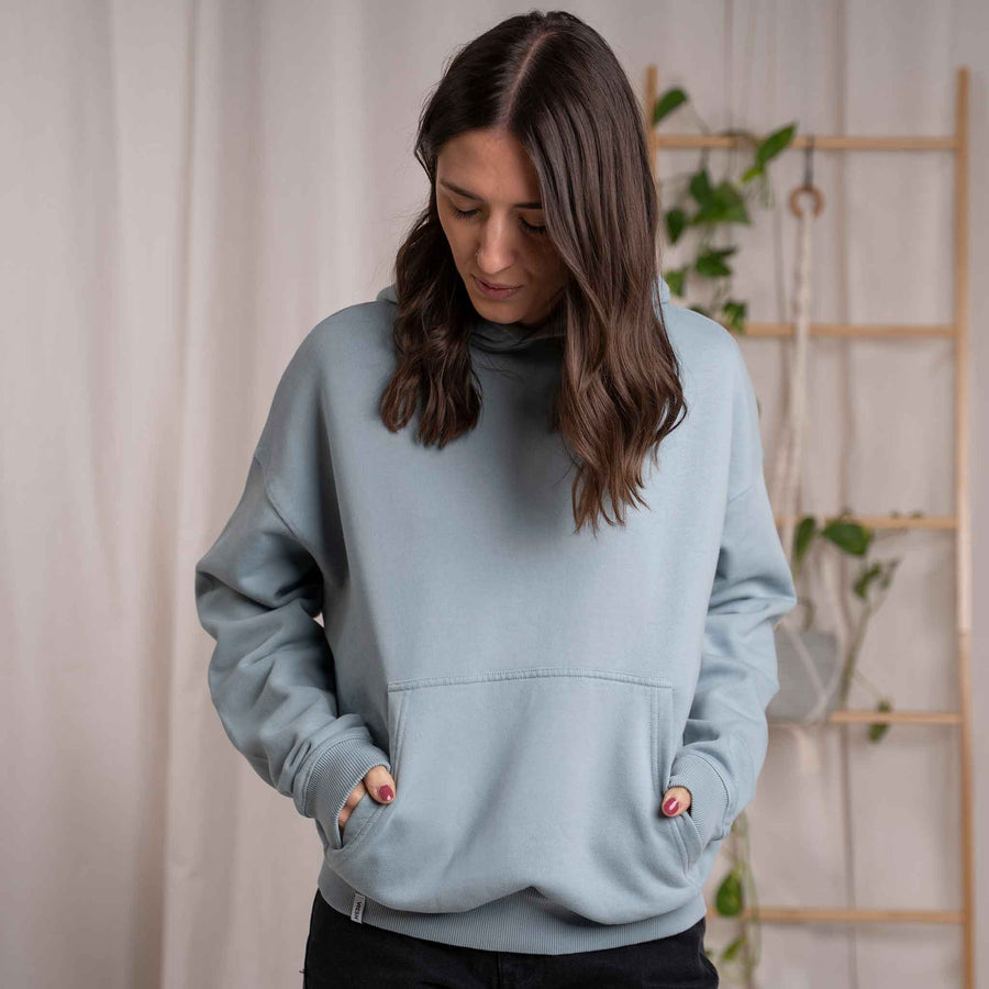 Vorest - Oversized, unisex Hoodie aus Biobaumwolle, Eisblau