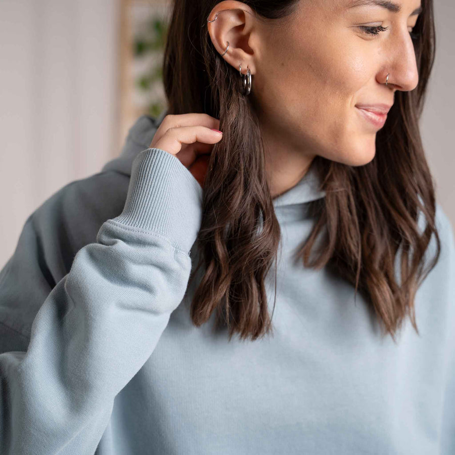Vorest - Oversized, unisex Hoodie aus Biobaumwolle, Eisblau