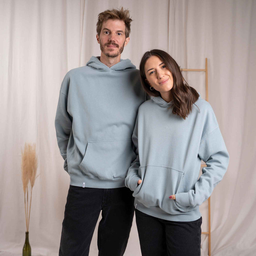 Vorest - Oversized, unisex Hoodie aus Biobaumwolle, Eisblau