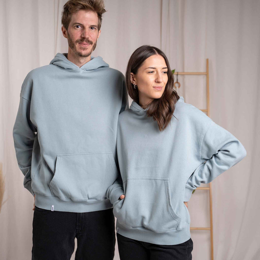 Vorest - Oversized, unisex Hoodie aus Biobaumwolle, Eisblau
