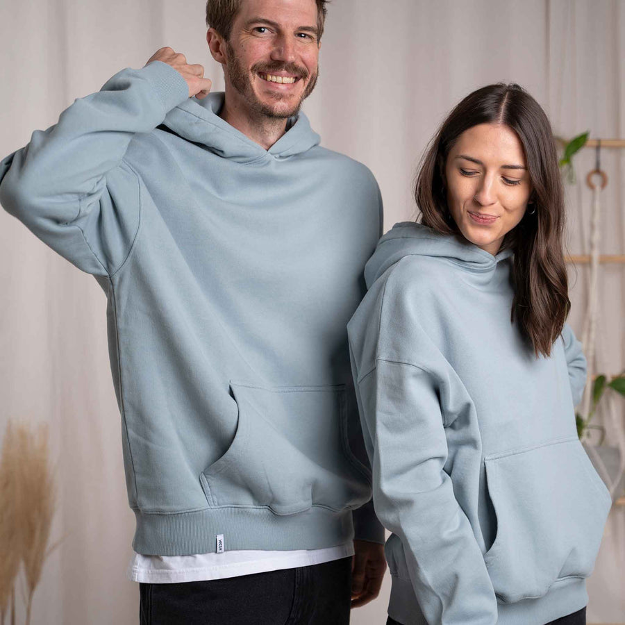 Vorest - Oversized, unisex Hoodie aus Biobaumwolle, Eisblau
