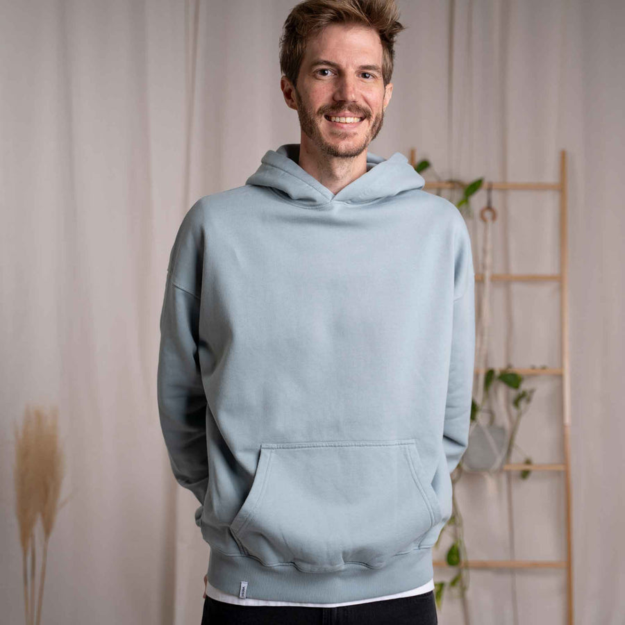 Vorest - Oversized, unisex Hoodie aus Biobaumwolle, Eisblau