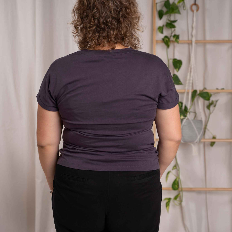 Vranziska - Kimono T-Shirt aus Tencel-Mix, Aubergine