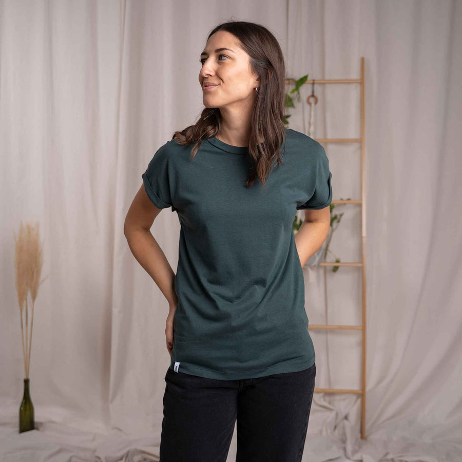 Vranziska - Kimono T-Shirt aus Tencel-Mix, Dunkelgrün