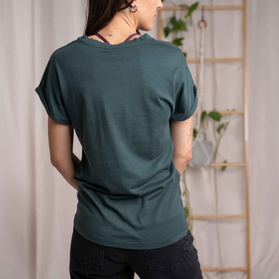 Vranziska - Kimono T-Shirt aus Tencel-Mix, Dunkelgrün
