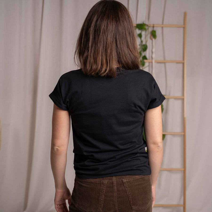 Vranziska - Kimono T-Shirt aus Tencel-Mix, Schwarz