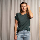 Vranziska - Kimono T-Shirt aus Tencel-Mix, Dunkelgrün