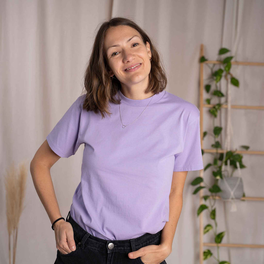 Vred - Oversized unisex T-Shirt aus Biobaumwolle, Lavendel