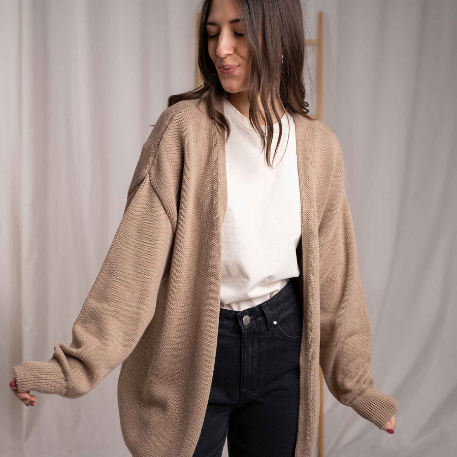 Vreda - Strick Cardigan aus Biobaumwolle, Beige