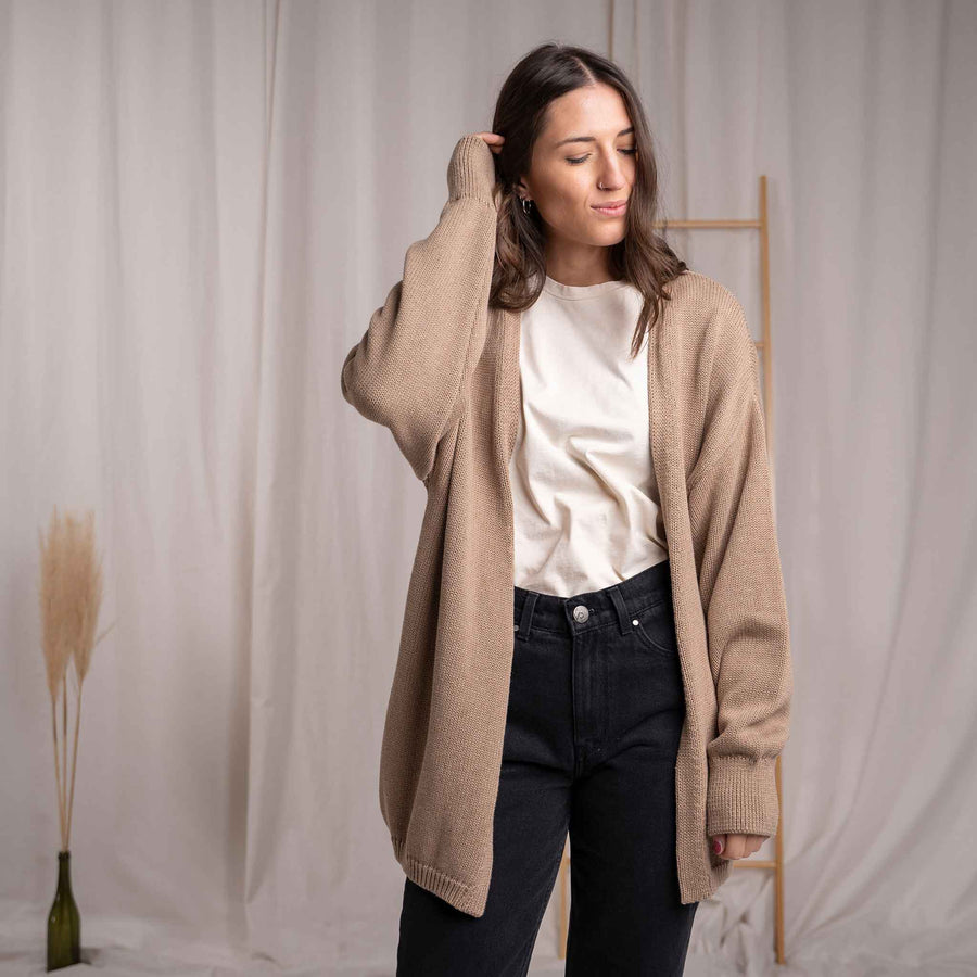 Vreda - Strick Cardigan aus Biobaumwolle, Beige