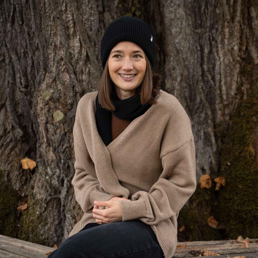Vreda - Strick Cardigan aus Biobaumwolle, Camel